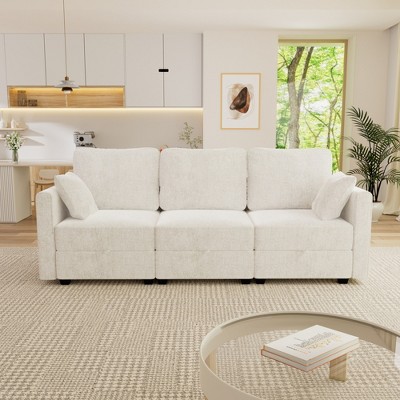 Modern 3-Seater Sofa with Thick Cushions and Hidden Storage for Living Room