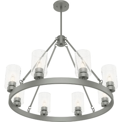 Hartland Matte Silver 8-Light Seeded Glass Candle Chandelier