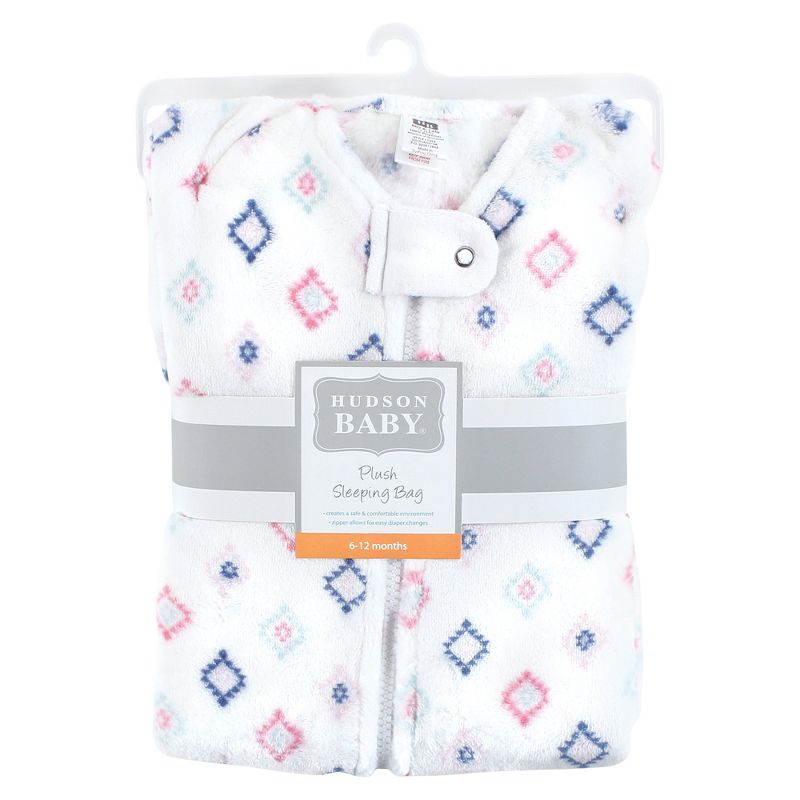 Hudson Baby Infant Girl Plush Sleeping Bag, Sack, Blanket, Sleeveless Diamond, 2 of 3