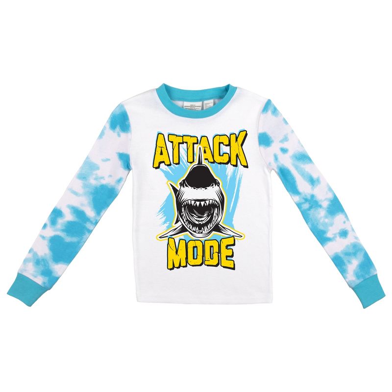 TITLE: Attack Mode Youth Boy's Blue And White Wash Long Sleeve Shirt & Sleep Pants Set, 2 of 5