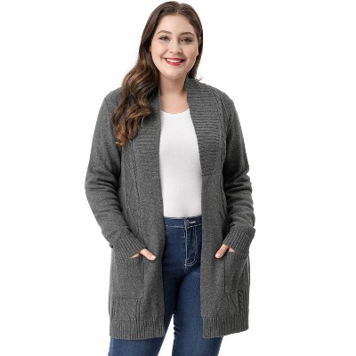 Agnes Orinda Women's Plus Size Lightweight Knit Open Front Long Sleeve Cardigans