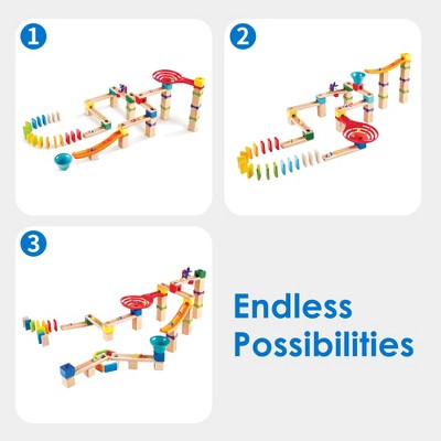 Colorful Wooden Marble Run Racetrack Set with 81 Pieces