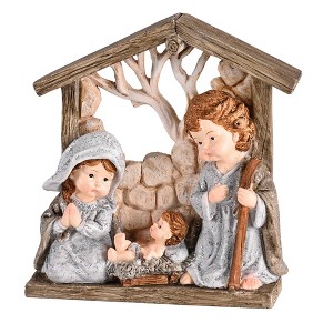 Dicksons Nativity Holy Family Cobblestone Creche - 6.25 x 5.75 Inch Brown/Grey Resin Collectible Tabletop Figurine - 1 of 1