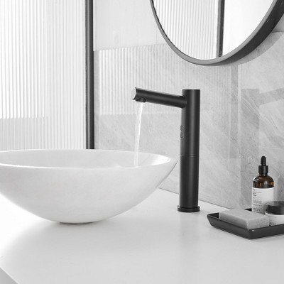 Matte Black Touchless Vessel Sink Faucet with Pop Up Drain