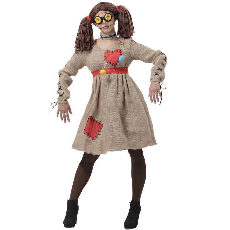 HalloweenCostumes.com Women's Burlap Voodoo Doll Costume, 1 of 2