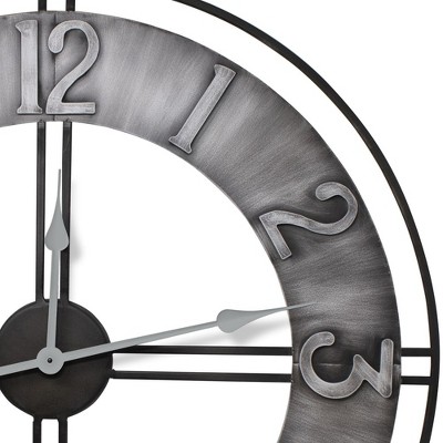 Sorbus 24" Distressed Gray Oversized Metal Wall Clock