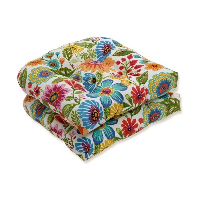 2pk Gregoire Prima Wicker Outdoor Seat Cushion Blue - Pillow Perfect