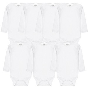 Everyday Kids 7-Pack White Baby Bodysuits – Cotton Onesies for Newborns & Infants – Short or Long Sleeve, Soft & Tagless - 1 of 4