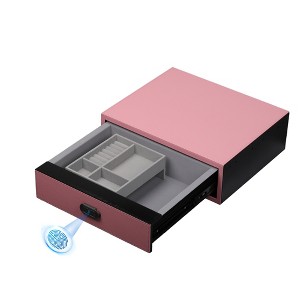 UNISOAR Biometric Fingerprint safe, Slide-Away Leather Wrapped Jewelry Storage Safe, Drawer Safe for Home and Vehicle - 1 of 4