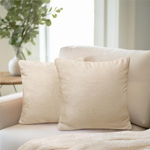 PAVILIA Set of 2 Throw Pillow Covers, Decorative Velvet Square Cushion Cases for Bed Sofa Couch Bedroom Living Room - 1 of 4