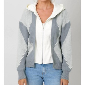 Women's Twofer Hoodie Sweater Cardigan - mystree - 1 of 3