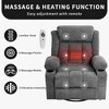 RONSHIN 360° Swivel Rocker Recliner with Heat & Massage | Power Glider for Big & Tall Adults | with USB Charge Port, Remote, Cup Holders & Pockets - 3 of 4