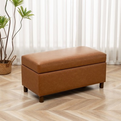 36" Wide Rectangle Storage Bench with Wood Legs - WOVENBYRD
