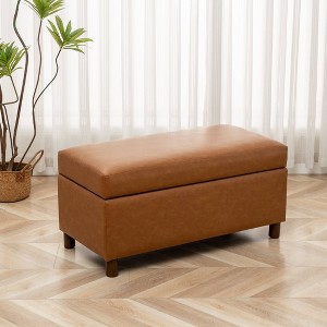 36" Wide Rectangle Storage Bench with Wood Legs - WOVENBYRD - 1 of 4