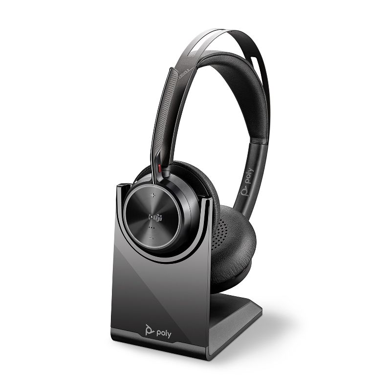 Poly Voyager Focus 2 UC USB-A Headset with Stand (Plantronics) - Bluetooth Dual-Ear (Stereo) Headset with Boom Mic - USB-A PC / Mac Compatible - ANC, 1 of 8