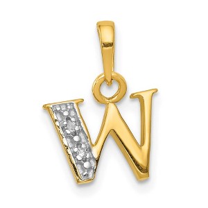Black Bow Jewelry The Chloe Mini Diamond Accent initial W Pendant in 14k Yellow Gold - 1 of 4