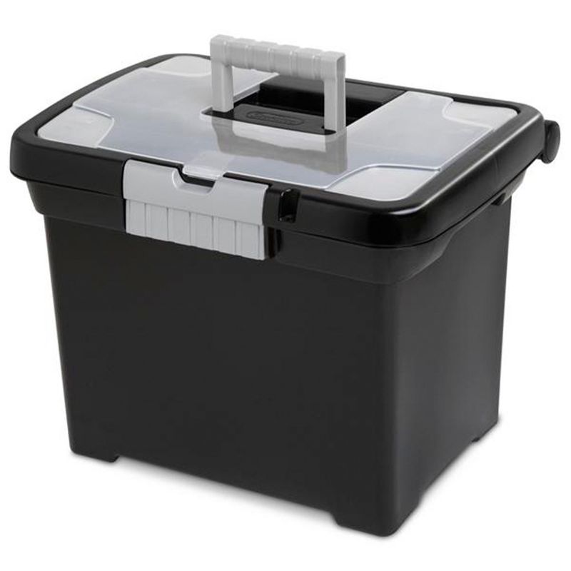 Sterilite Portable Lockable File Box w/ Extra Compartment & Handle, 2 of 7
