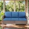 POCASSY Wicker Outdoor Couch, Brown Wicker Sofa Outdoor Furniture with All Weather Rattan and Olefin Cushion for Porch Balcony - 2 of 4