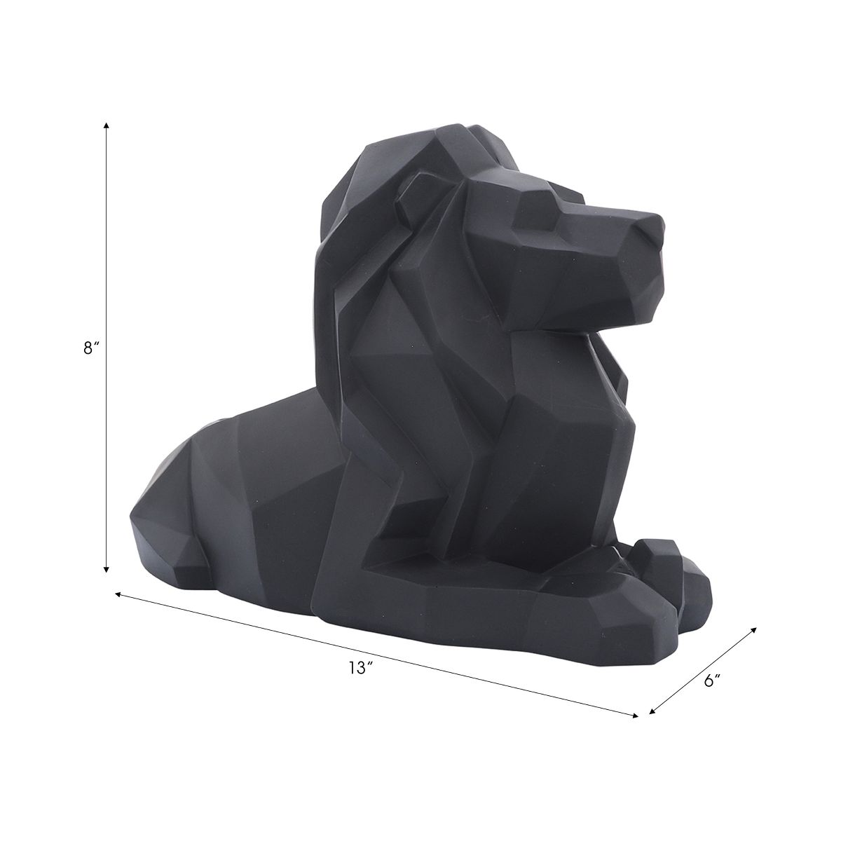 Modern Geometric Lion Figurine - Bold Resin Polyresin Sculpture - Sleek Abstract Animal Statue for Home, Office, Living Room & Desk Decor - 8" - thumbnail 3