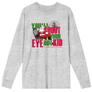 A Christmas Story You'll Shoot Your Eye Out Men's Long Sleeve Heather Grey Tee- - 1 of 1