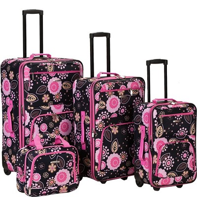 Rockland Impulse 4-Piece Softside Upright Luggage SetTelescoping Handles Pucci (14/19/24/28)