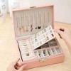 YIYIBYUS Double Layer Jewelry Box Storage Velvet Cosmetics Holder Leather Large Gift Case, Pink - 3 of 4