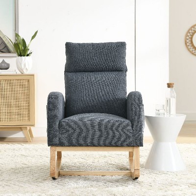 CAVINAS 27.6" Rocking Accent Chair with High Backrest and Side Pockets, Upholstered Lounge Arm Chair for Living Room