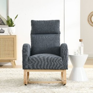 CAVINAS 27.6" Rocking Accent Chair with High Backrest and Side Pockets, Upholstered Lounge Arm Chair for Living Room - 1 of 4