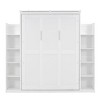 PAGED Modern Wooden Murphy Bed, Queen Size Bed Frame with 10 Shelves and LED Light, Platform Bed for Small Room, Space-Saving - 2 of 4