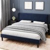 Blue Queen Upholstered Bed Frame with Wingback Headboard, Luxurious Velvet Upholstery Platform Bed, Wooden Slat Support, and Easy Assembly - Box Spri - 3 of 4