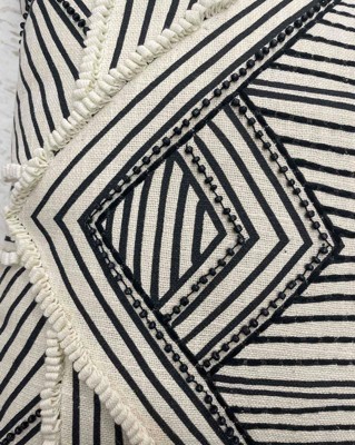 Square Embellished Geometric Decorative Throw Pillow Off-White/Black -  Opalhouse™ designed with Jungalow™