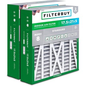 Filterbuy 17.5x21x5 Air Filter (2-Pack), Pleated MERV 8 Dust Defense Replacement HVAC AC Furnace Air Filters Replacement for Rheem, Ruud, & Protech - 1 of 4