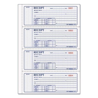 Rediform Money Receipt Book 2 3/4 x 7 Carbonless Triplicate 100 Sets/Book 8L808