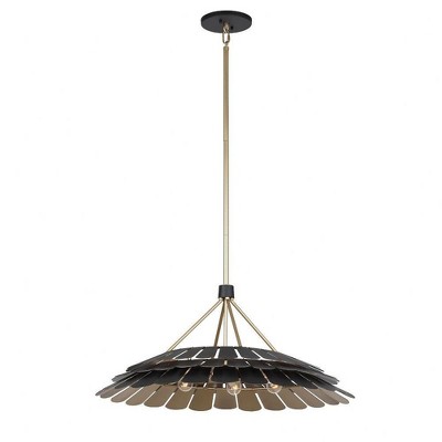 Midnight Black and Gold 6-Light Metal Dome Pendant