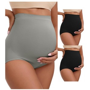 INSPIRE CHIC 3 Packs Women's High Waist Maternity Briefs Butt Lifter Seamless Comfortable Pregnancy Ladies Panties - 1 of 4