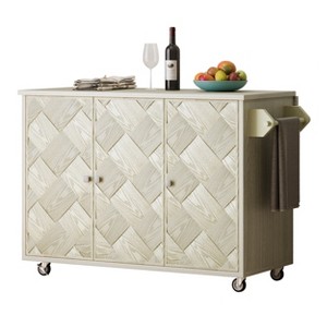 Dexmalle Champagne Ash Veneer Handwoven Kitchen Island with Drop Leaf - 1 of 4