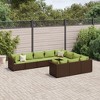 vidaXL Patio Sofa Set Brown and Green - 2 of 4