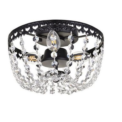 Kylie 10" Black Iron and Crystal Flush Mount Light