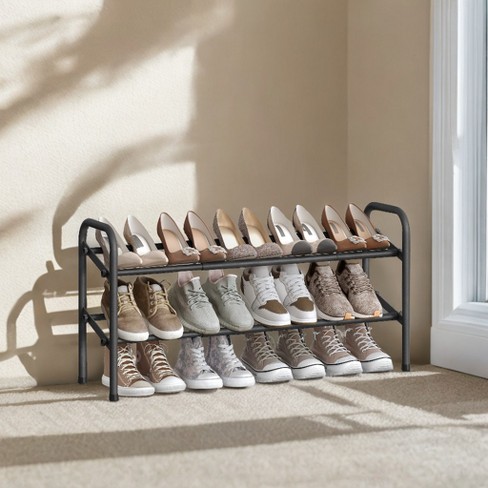Expandable Shoe Rack 2 Tier Shoe Rack Shelf Adjustable Shoe Organizer Storage For 15 Pairs Of Shoes Target