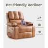 Power Recliner Chair with Massage, 360 Swivel Rocking Recliner for Adults, Oversized Faux Leather Recliner with Cup Holder - 4 of 4