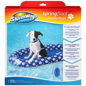 SwimWays Paddle Paws Spring Float Dog Raft for Small to Medium Dogs, 0-65 lbs, Durable Puncture-Resistant, Portable Pool Float with Carry Bag, 48"x27" - 1 of 4