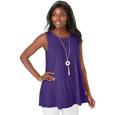 Jessica London Women's Plus Size Stretch Knit Sleeveless Swing Tunic