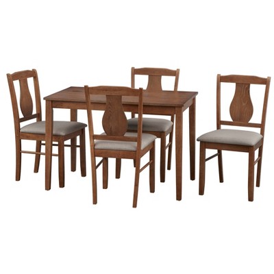 5Pc Kaylee Dining Set Driftwood - Buylateral: Rubberwood Frame, Upholstered Chairs, Seats 4