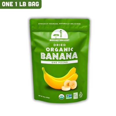 Mavuno Harvest Organic Dried Banana Fruit Snacks, a Vegan & Gluten Free Healthy Snack with No Preservatives or Added Sugars - 1 LB Bag