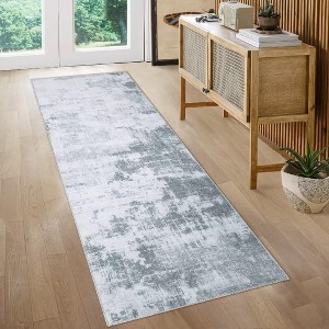 Runner Rug - Washable Stain Resistant Throw Carpet with Non-Slip Backing, Low Pile Foldable Floor Cover for Kitchen Hallway Laundry Bathroom - 1 of 4