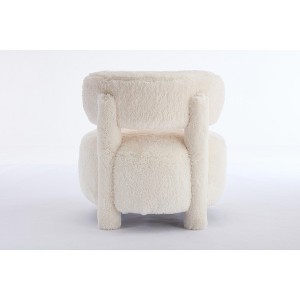 Gulches Fur Fabric Armless Accent Chair (White), Curved Backrest & Solid Wood Legs for Living Room Bedroom Vanity Room - 1 of 4