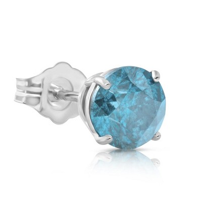 Pompeii3 1/5ct Blue Diamond Single Stud 10K White Gold