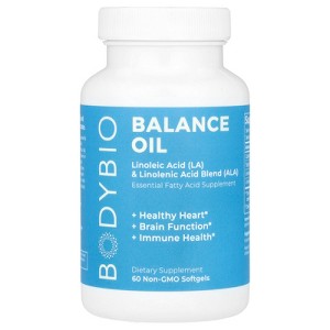 BodyBio Balance Oil, Linoleic Acid (LA) & Linolenic Acid Blend (ALA), 60 Non-GMO Softgels - 1 of 2