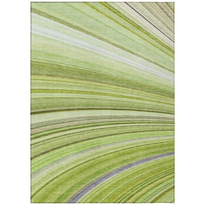 Artichoke Green And Olive Green Abstract Washable Indoor Outdoor Area Rug