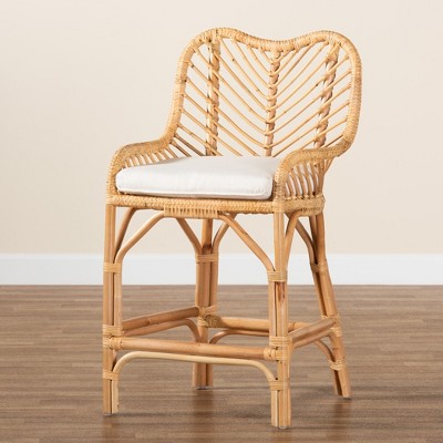 Arween Handcrafted Natural Brown Rattan Bohemian Counter Stool